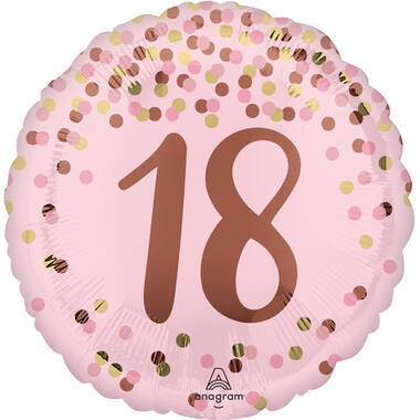 Foil Balloon – "18" – Pretty Pink – Pink – 45 cm